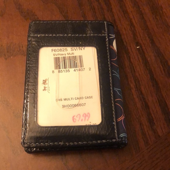 Rare Coach Chelsea Multi Colour C Navy Blue Wallet ID Card Holder Mini NWT - Picture 2 of 8